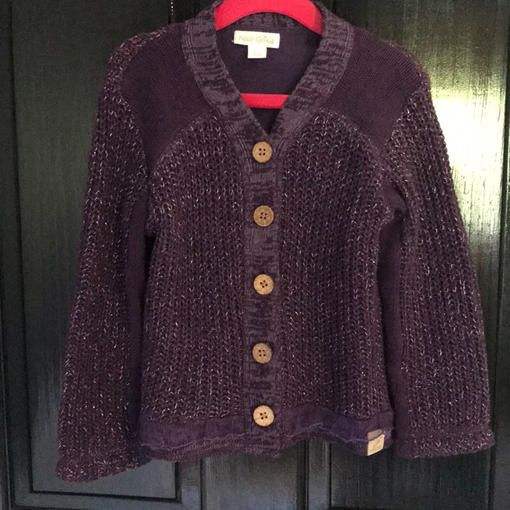 Naartjie Vintage Lace Mixed Media Purple Cardigan